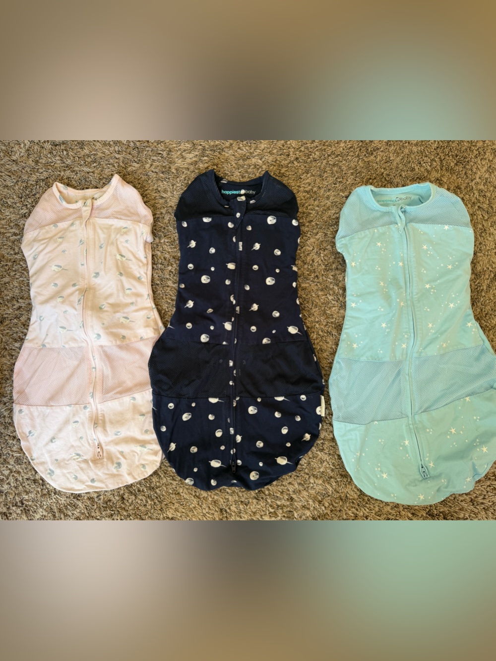 Happiest Baby Navy Polka Dot Zip Sleep Sack - Cozy Baby Swaddle